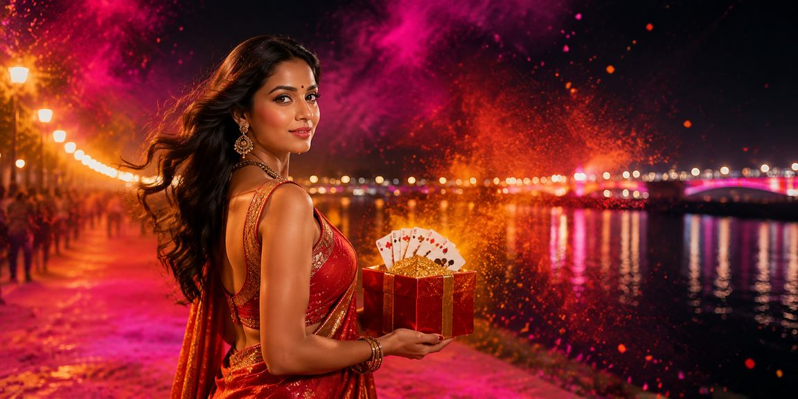 Woman at Ahmedabad Riverfront enjoying rummy and sports betting on mobile