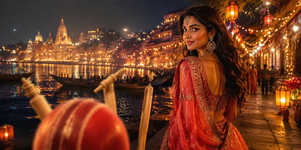 Night market with lottery and gaming in Varanasi